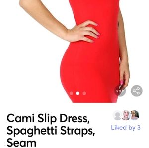 Cami slip dress spaghetti straps red
